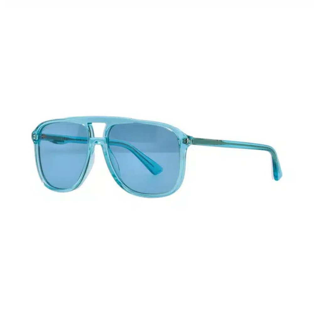 Gucci Men's GG0262S Aviator Sunglasses Blue Frame Blue Lens